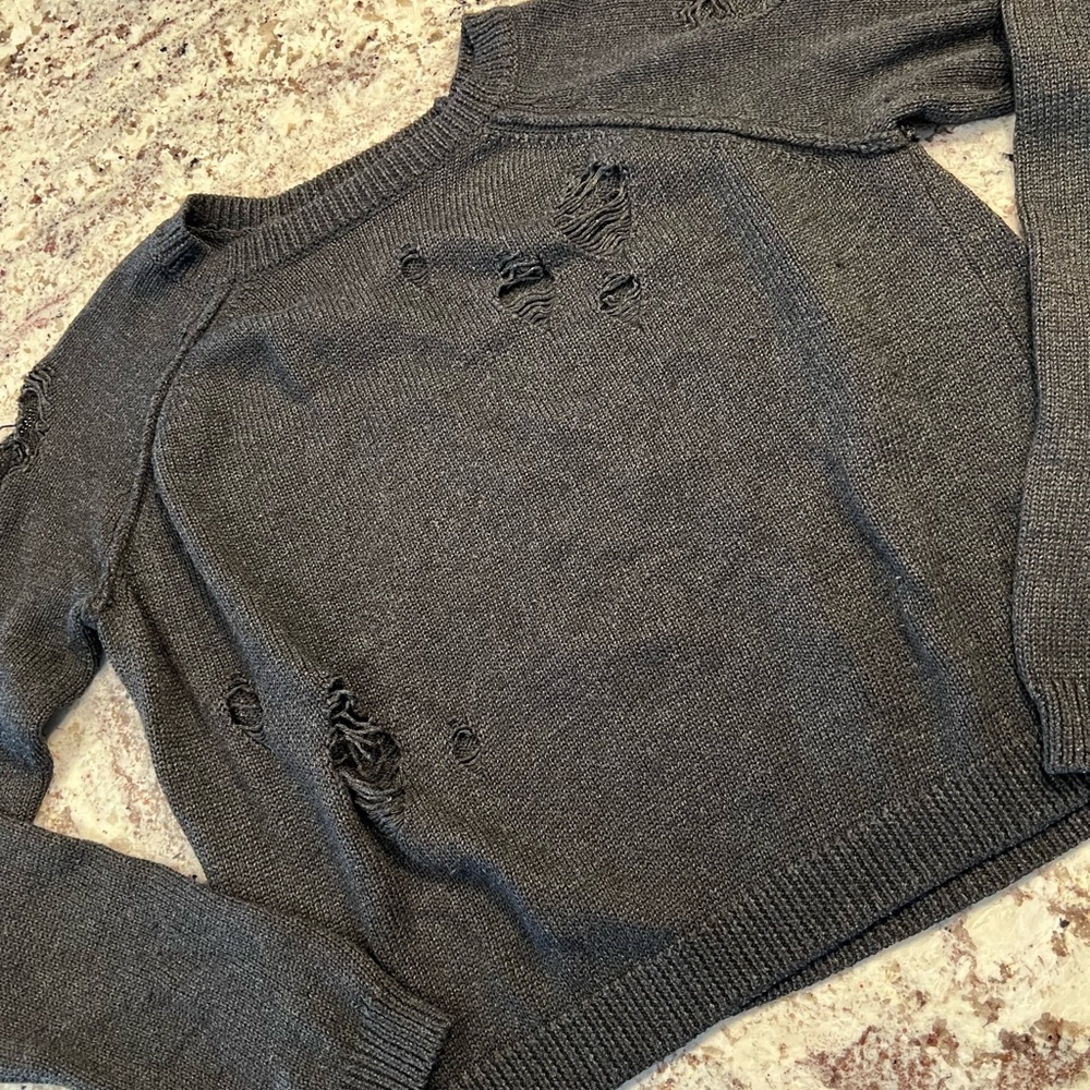 Black Distressed Sweater